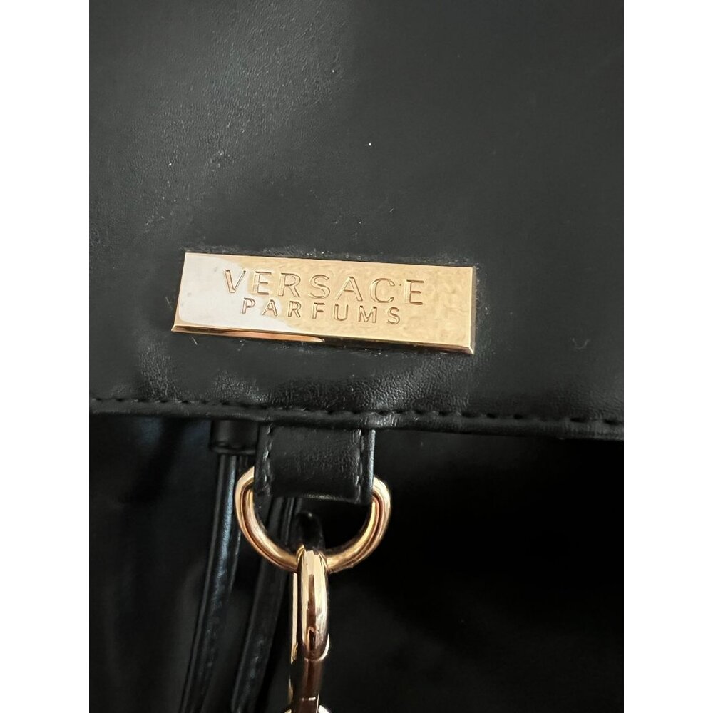 Versace Parfums Backpack Black Gold Adjustable Straps & Zip Pockets Vegan Faux L - Picture 3 of 15